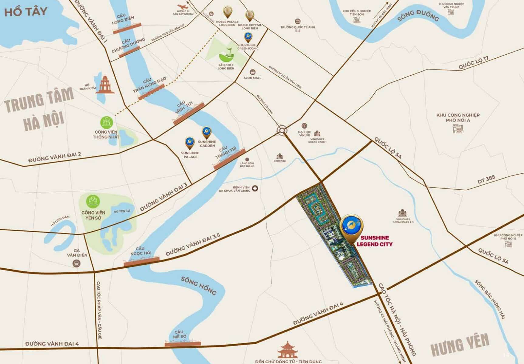 vị trí dự án sunshine legend city hưng yên