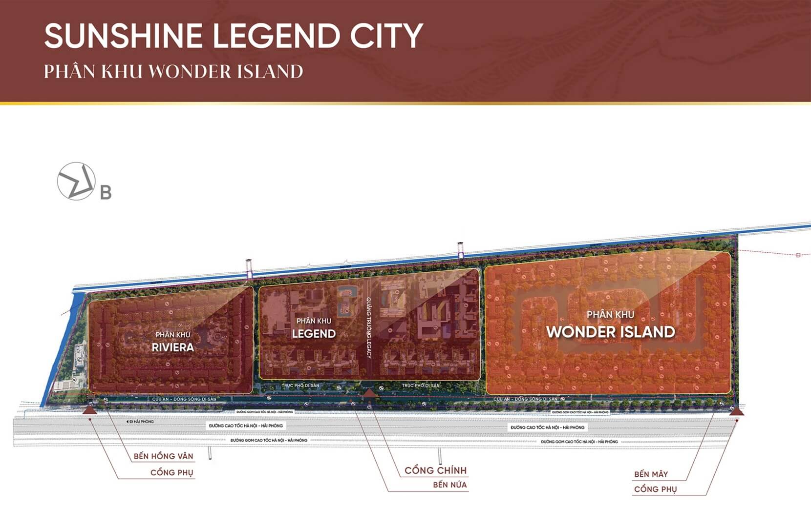 vị trí phân khu wonder island sunshine legend city hưng yên