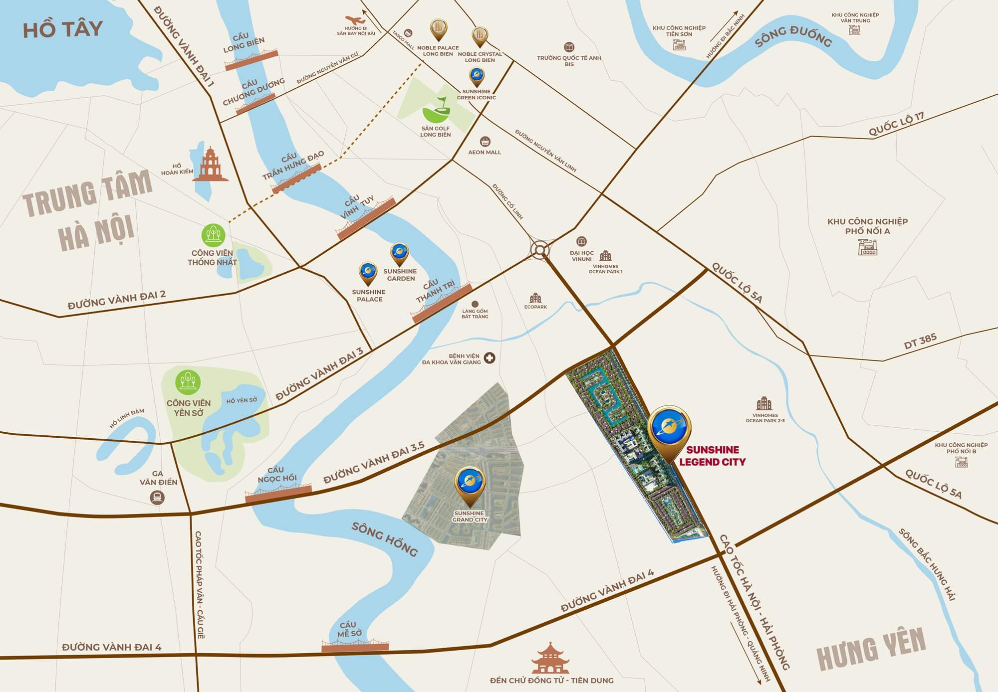 vị trí dự án sunshine legend city hưng yên